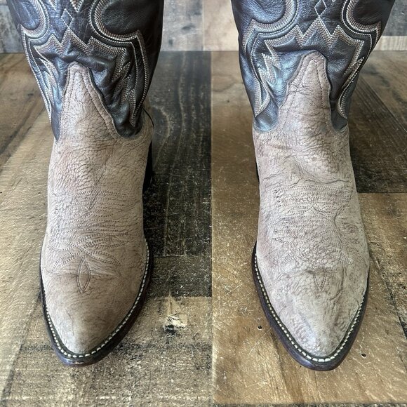 Tony Lama 6258 Vintage Sueded Bull Shoulder Cowboy Boots Mens 8 D - Picture 4 of 12